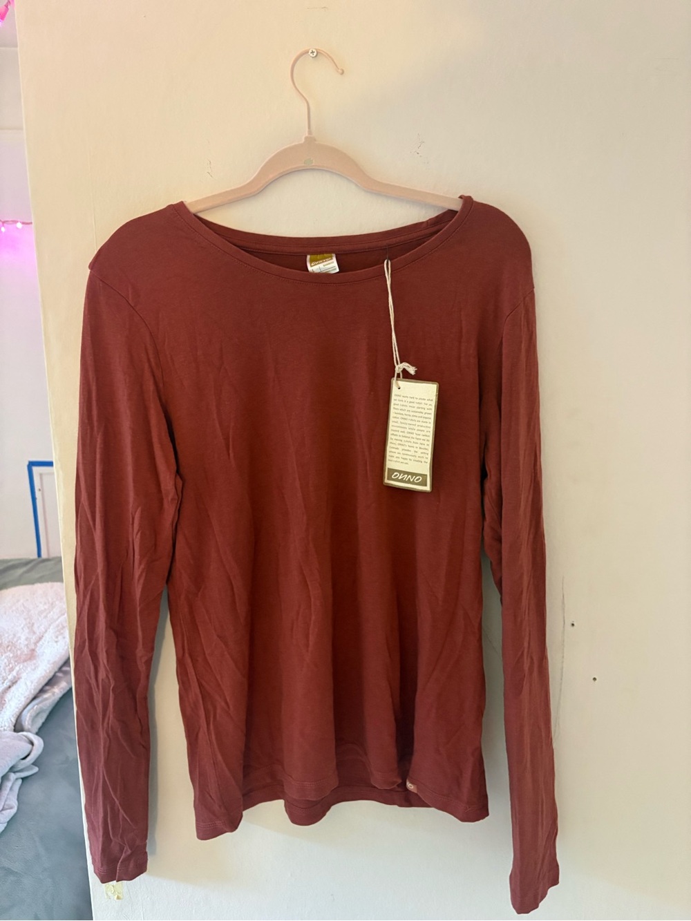 Long Sleeve Crewneck Tee in Brick Red - Men